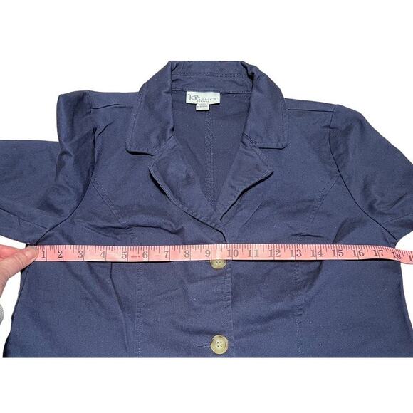 The TOG Shop Petites 3 Button Blazer Jacket Size PM Navy Blue Preppy Academia - Picture 9 of 10